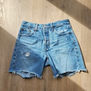 Levi's Medium Blue Distressed Cutoff Jean Shorts